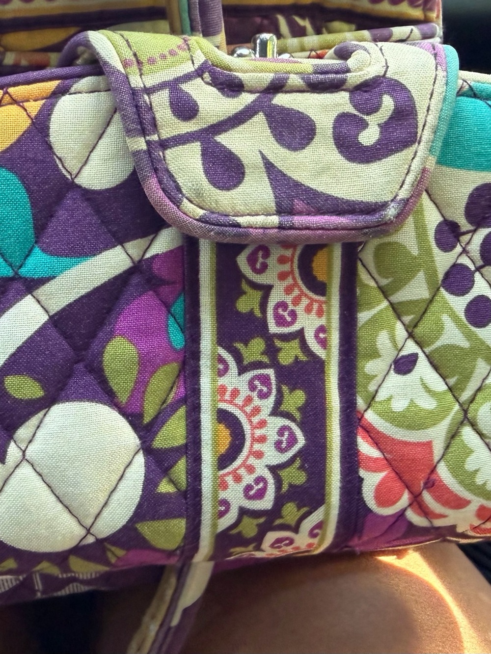 Vera Bradley Quilted Floral Tote - Purple, Teal & Green